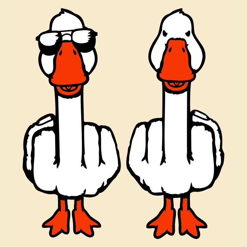 2 Gans Doppel Mittelfinger Gänse Freunde Team Duo