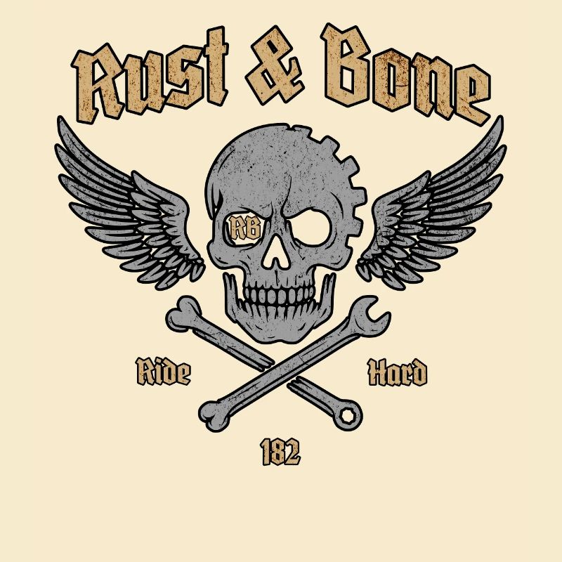 Rust Bone Motorcycle Skull Wing Design