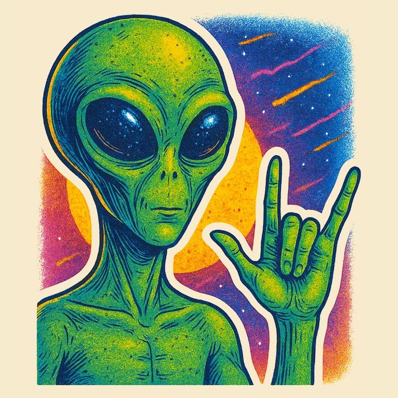 Galactic Alien Rock Hand Illustration