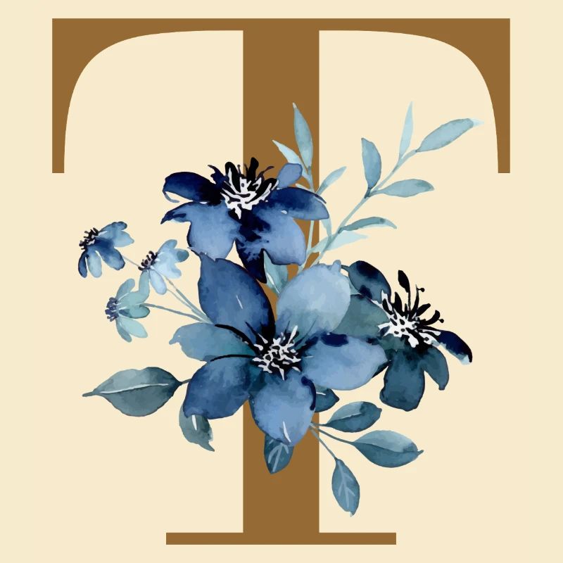 Fleur Bleue Monogramme T