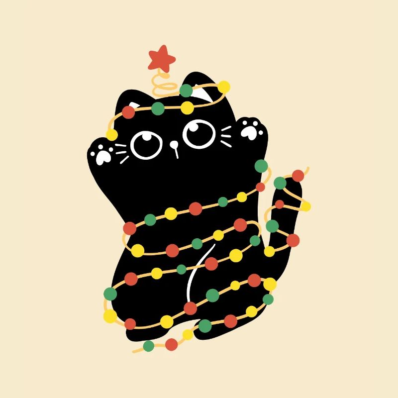 Weihnachtsbeleuchtung Katze
