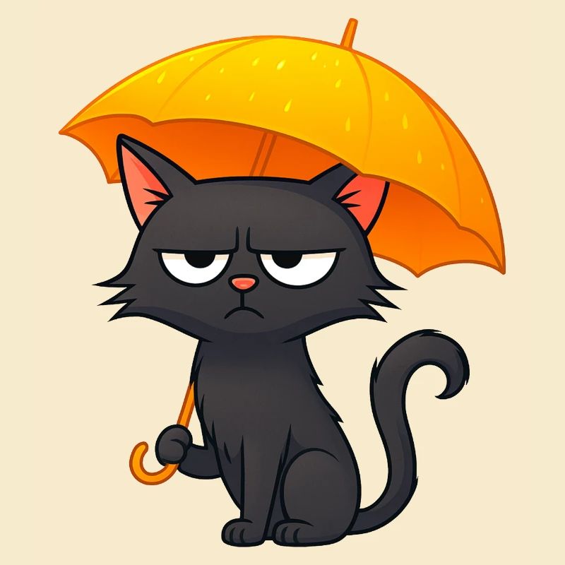 Humorvolle Grumpy Regentage Desaster mit Katze