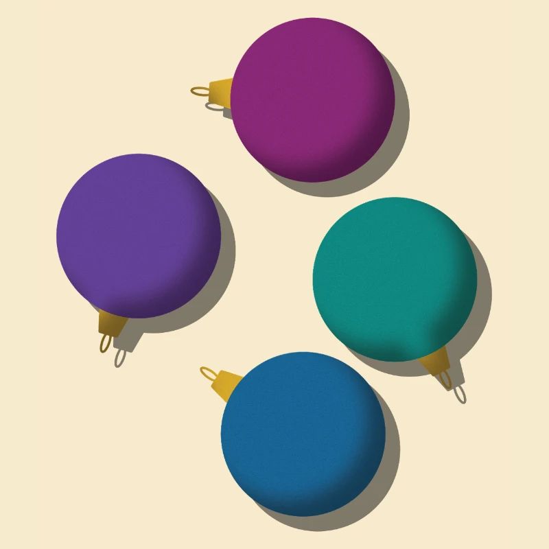 4 colourful Christmas baubles