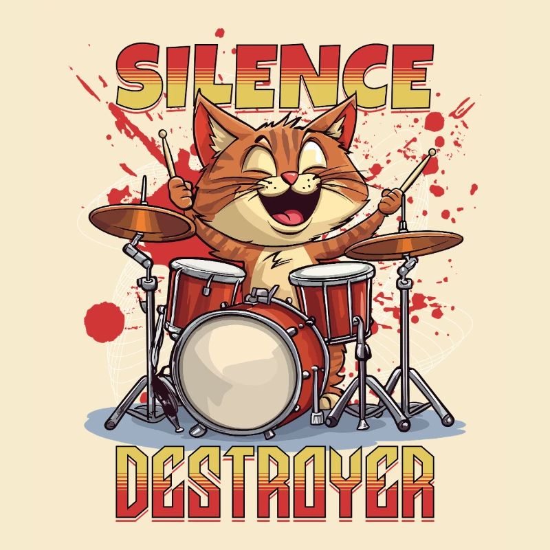 Drums Drums Silence Destroyer Cat Funny