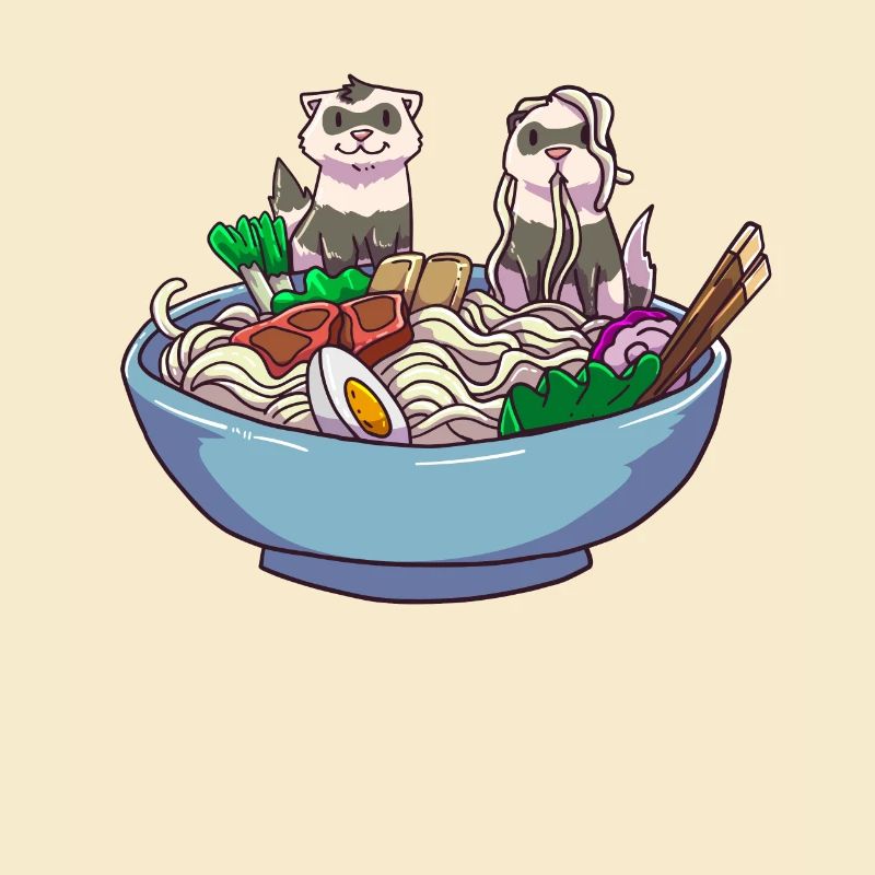 Frettchen in Nudelsuppe Illustration
