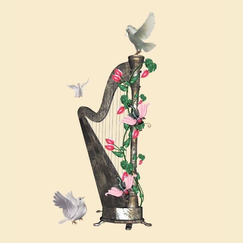 Wunderbare Harfe mit Taube