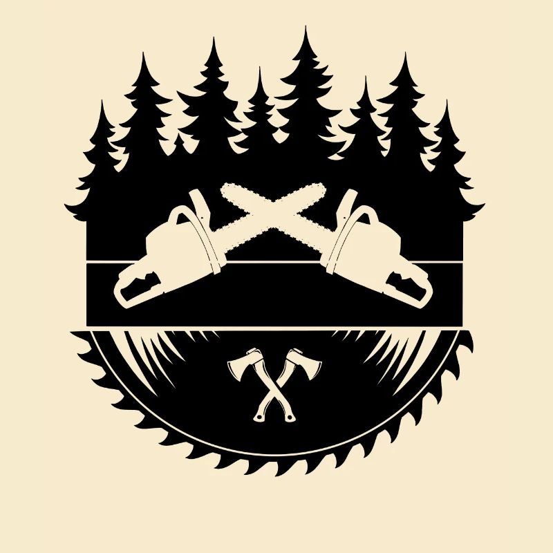 Logo de la hache de tronçonneuse bûcheron