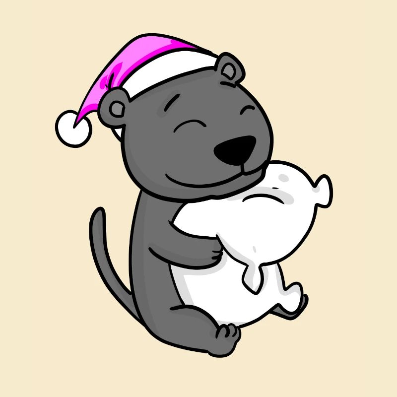 cute black panther with pillow and sleeping cap