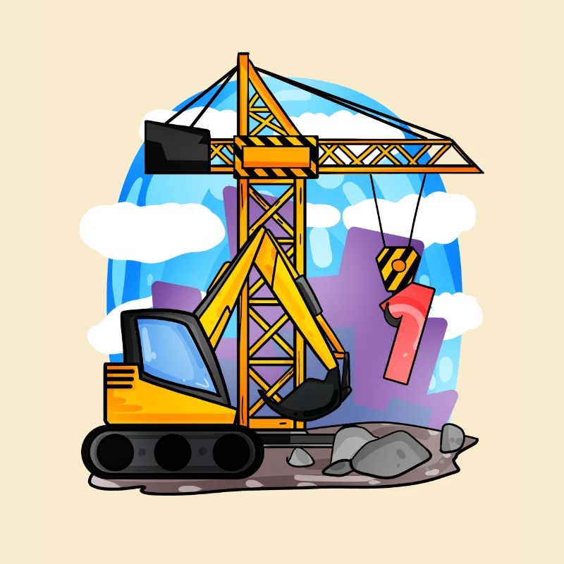 1. Geburtstag 1 Jahre Kran Baustelle Bagger Junge