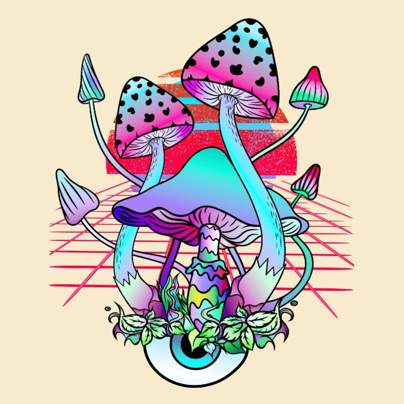 Champignons Psychédéliques - Retro Wave Sunset