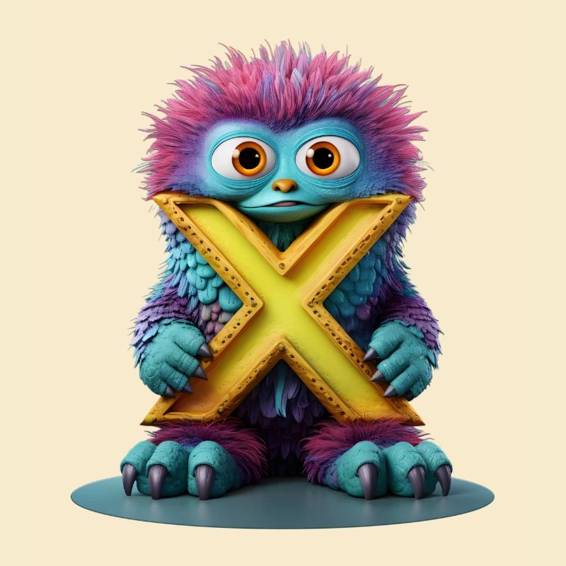 Monstre multicolore avec X