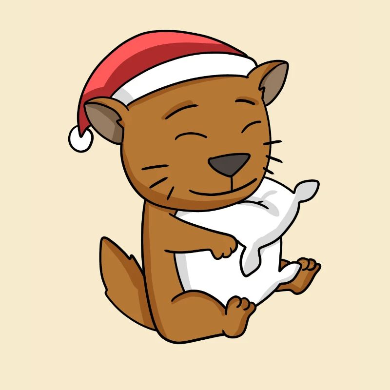 Chat Mignon Chat Somali Fatigué Noël