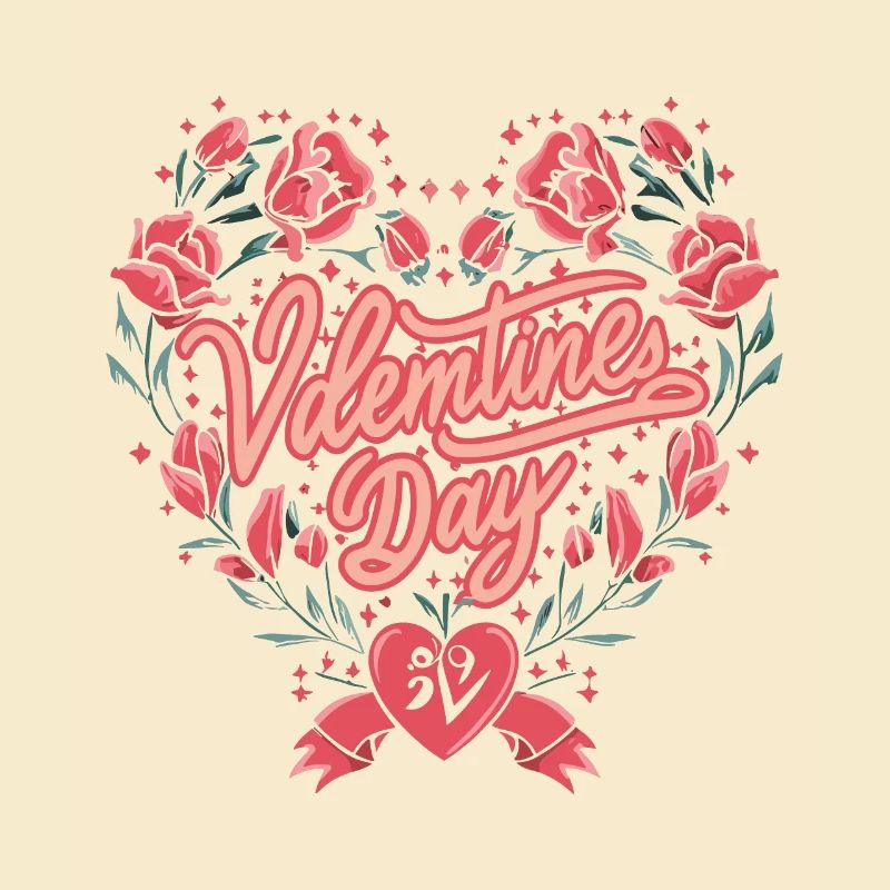 Valentinstag Romantisches Blumenherz