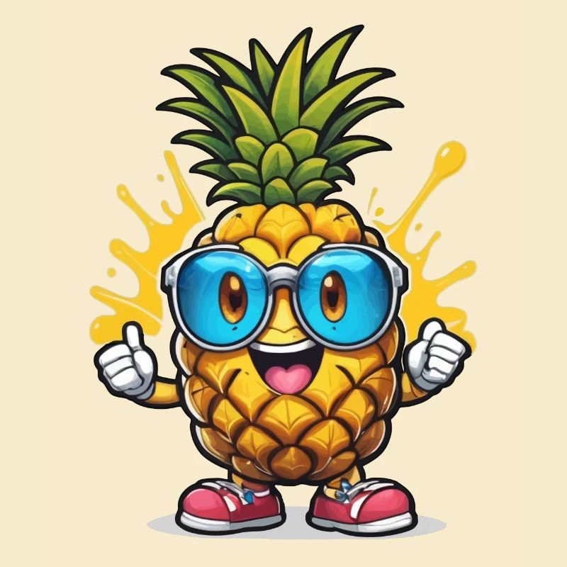 Funny pineapple with glasses
