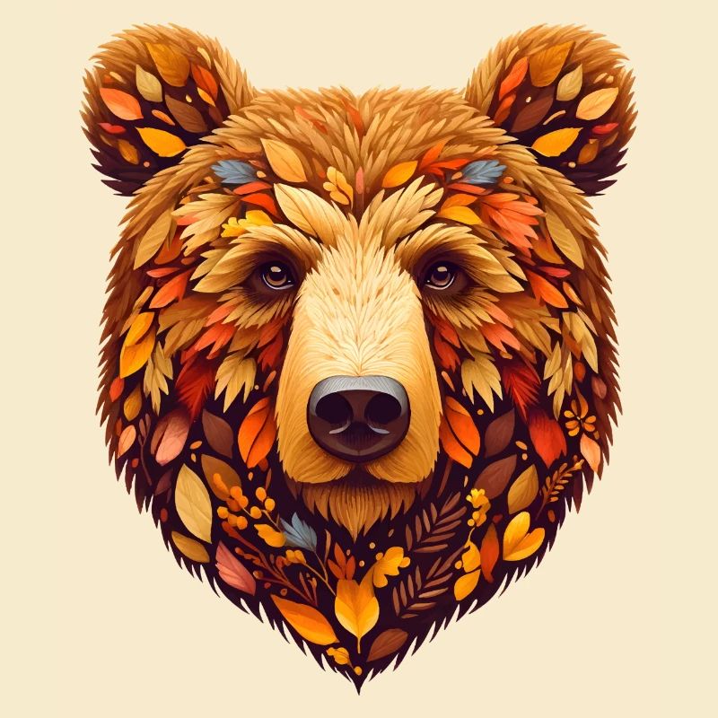 Brown bear, designed from different leaves