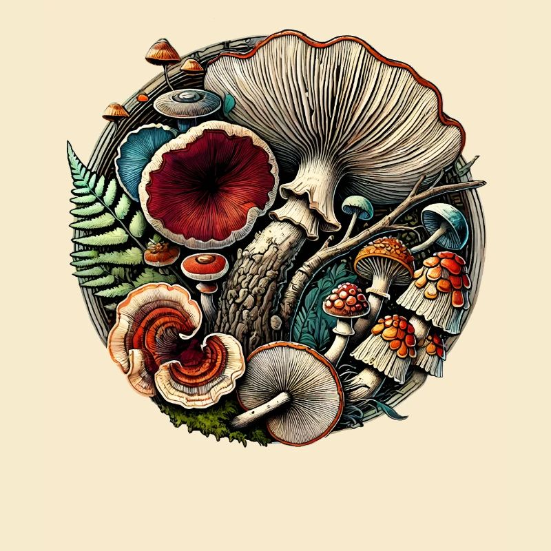 Conception complexe de champignons et d’éléments forestiers