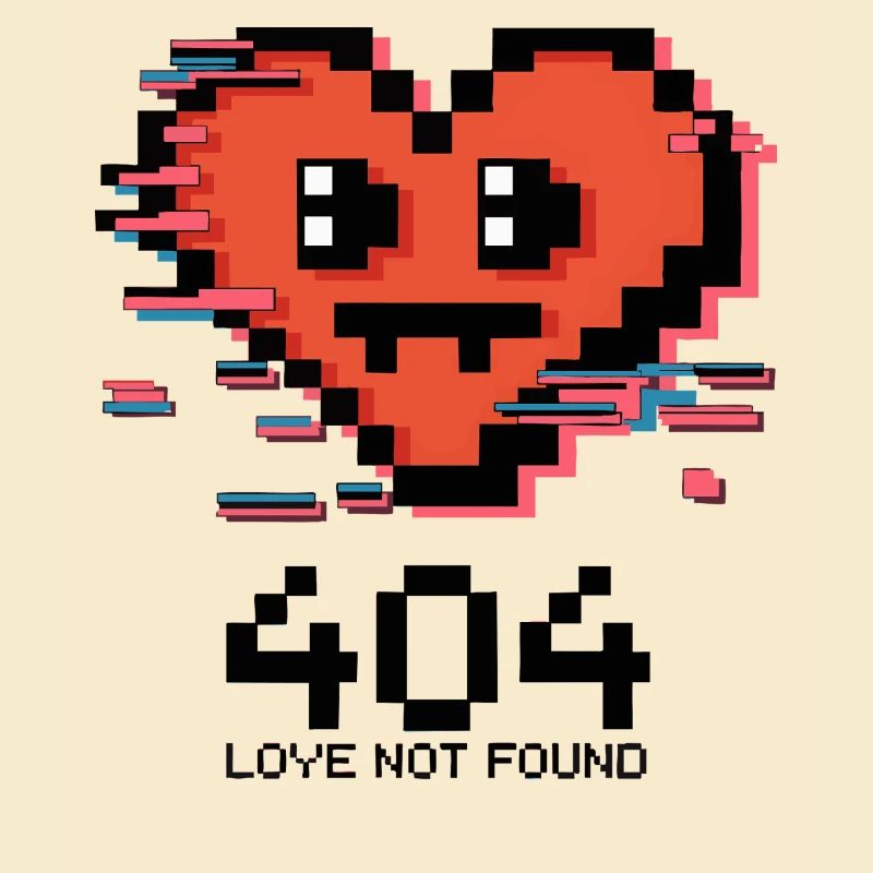 404 Love Not Found - Pixel Art Broken Heart