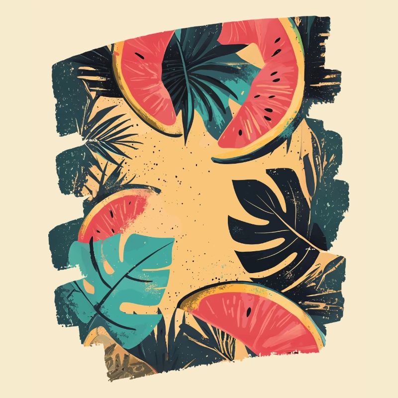 Summer Watermelon and Palm Trees