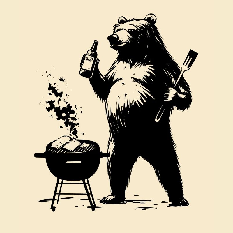 Bär Grillen Grill BBQ Bier Papa Sommer Geschenk