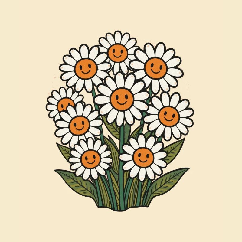 Fröhliche Blumen mit Smileys