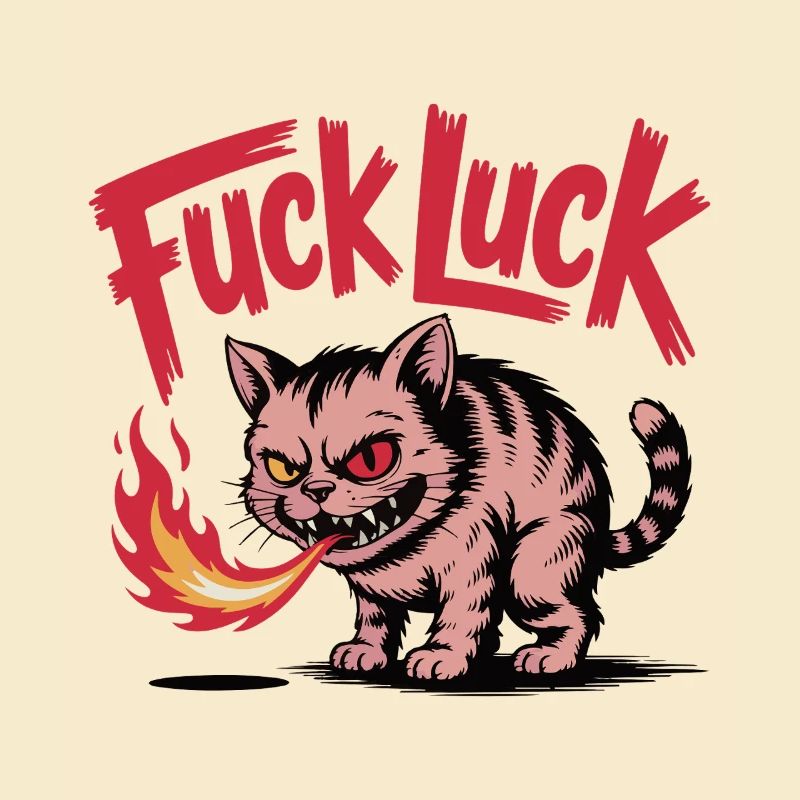 Fiery Cat with Bold Text Design