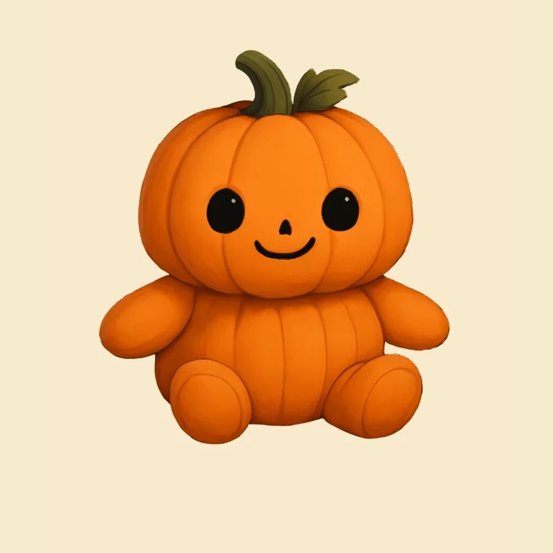 Cute pumpkin teddy bear friendly face
