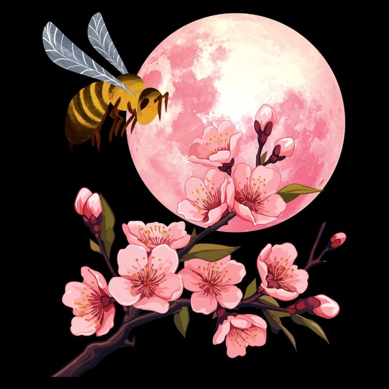 Lune et cerisier en fleurs