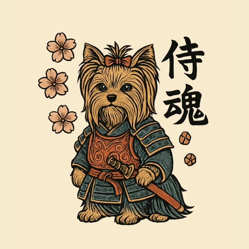 Dog Yorkshire Terrier Samurai Floral