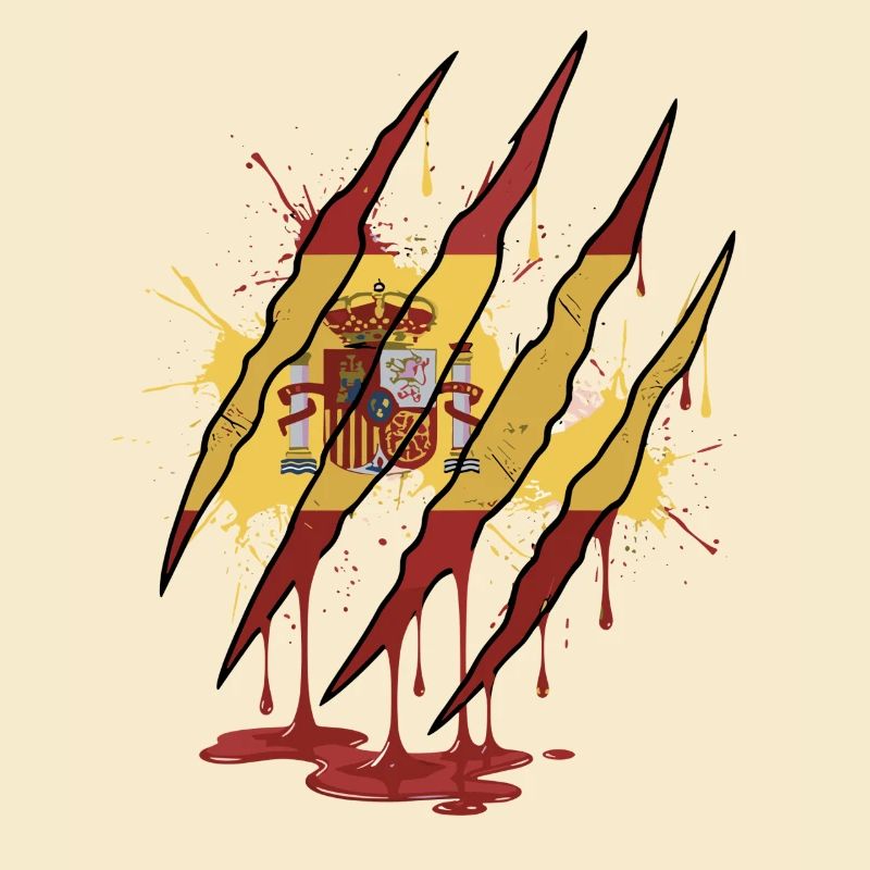 Scratch Mark Espagne Drapeau Griffe Style Grunge