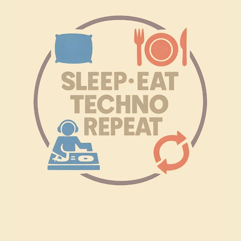 Humour techno – Sommeil · Manger · Techno · Répéter