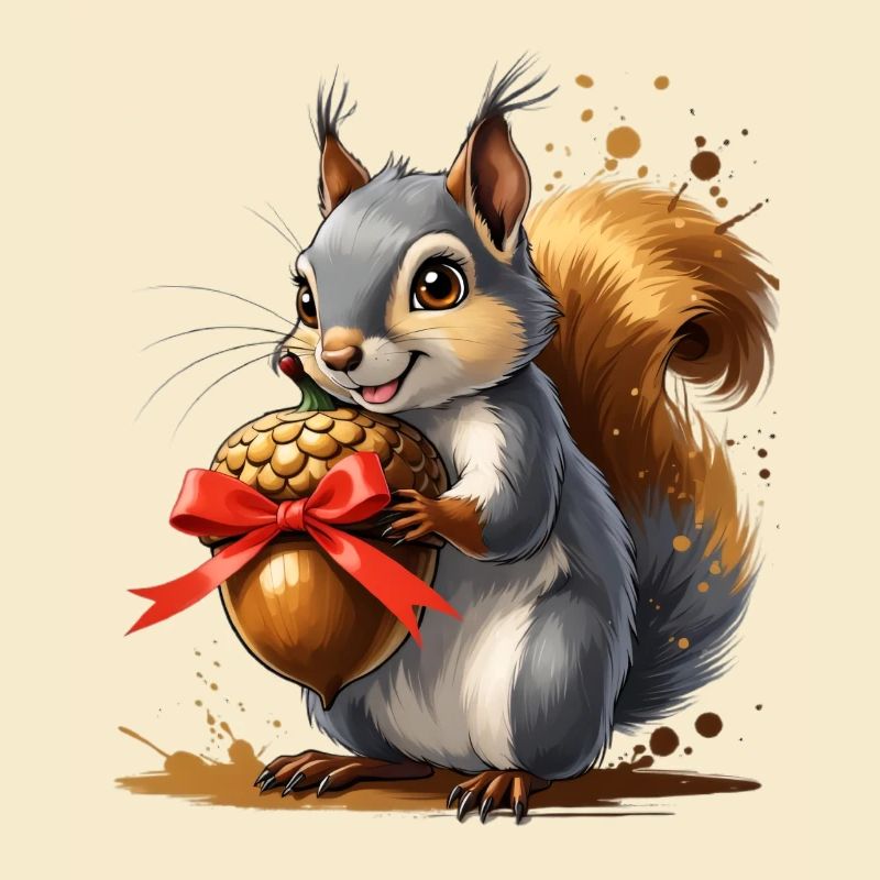 Eichhörnchen mit roter Eichel