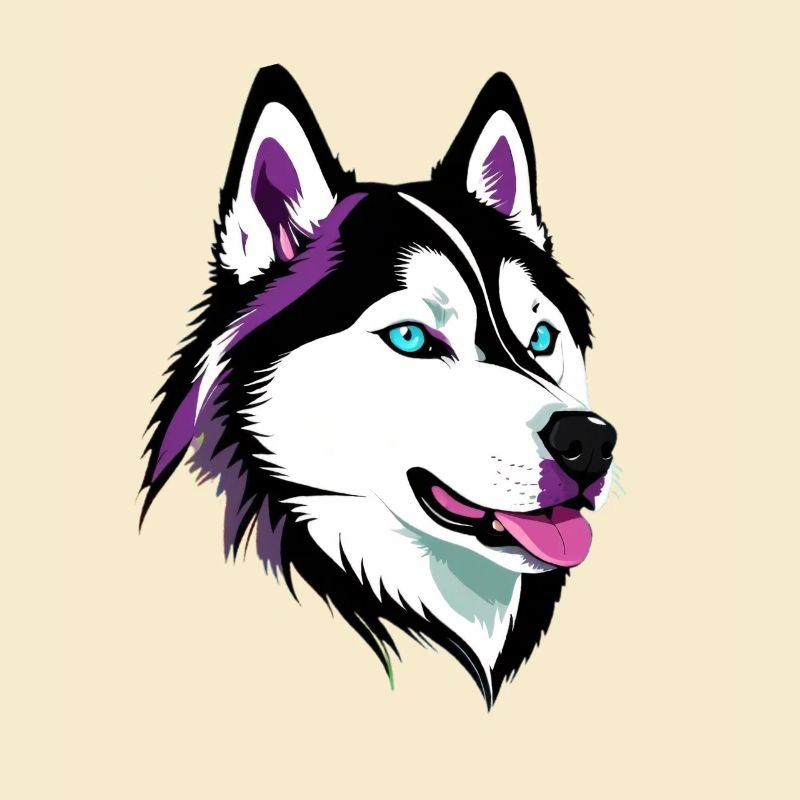 Colored Husky Head Portrait