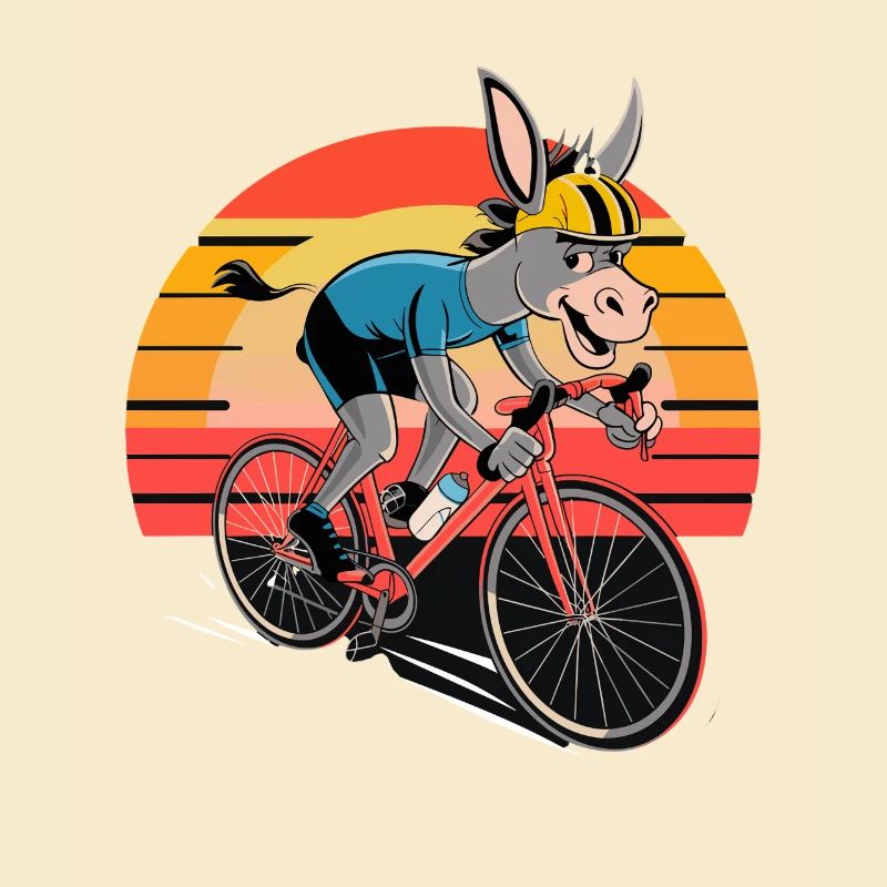 Funny Donkey Cyclist Sunset