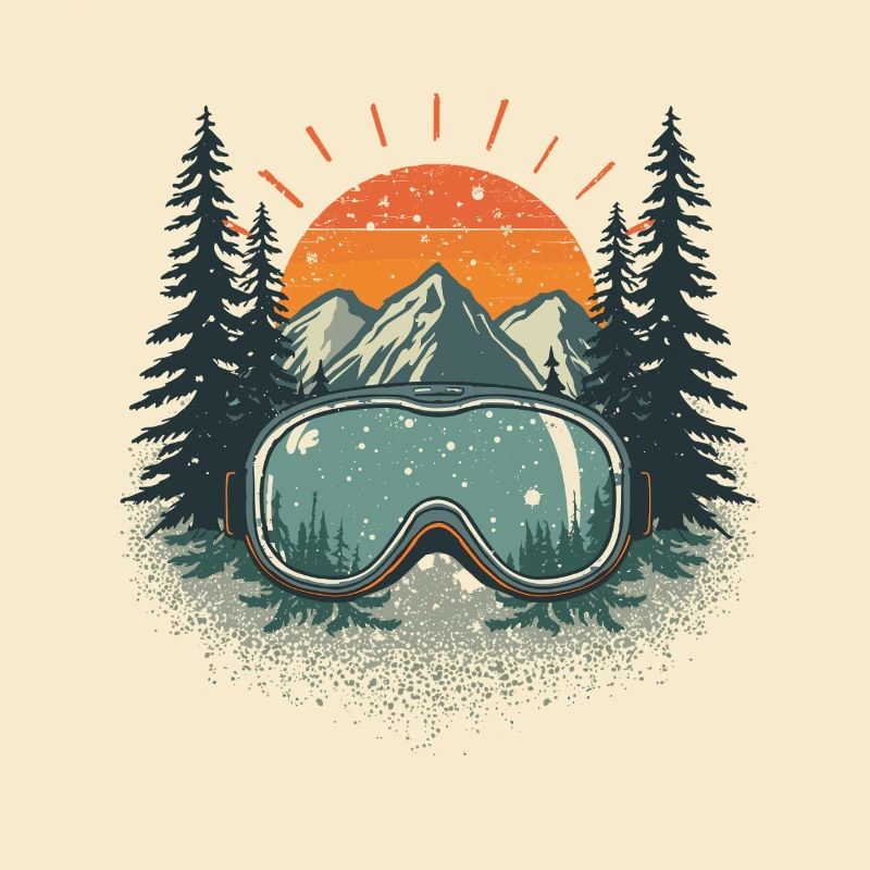 Mountain panorama with ski goggles