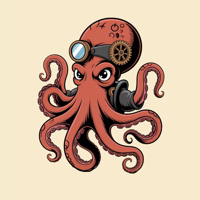 Pieuvre dans le style steampunk avec monocle
