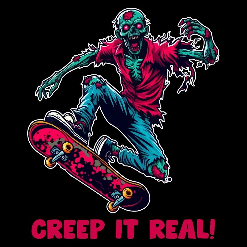 Zombie Skateboarder Neon Horror