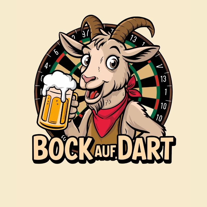 Bock sur une chèvre à fléchettes avec une chope de bière