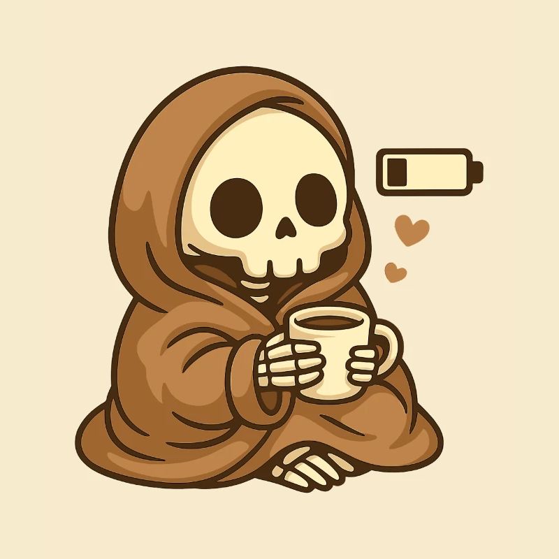 Squelette à batterie faible – Café douillet