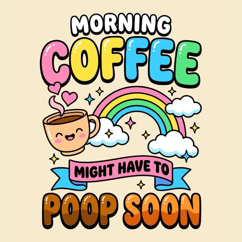 Le café du matin devra probablement bientôt aller aux toilettes. Drôle.