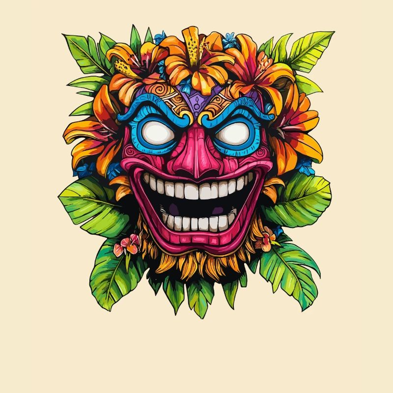 Explosion de couleurs du masque de fleurs Tiki