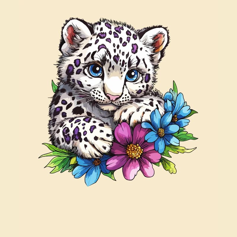 Leopardenkätzchen mit Blumen