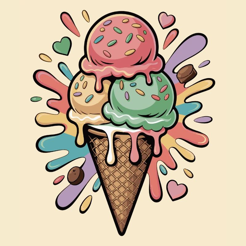 Explosion de glaces colorées