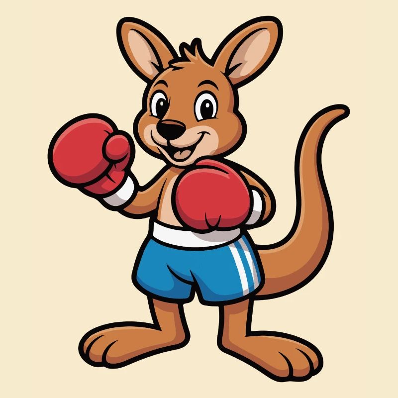 Känguru Boxer Cartoon – Ringkämpfer