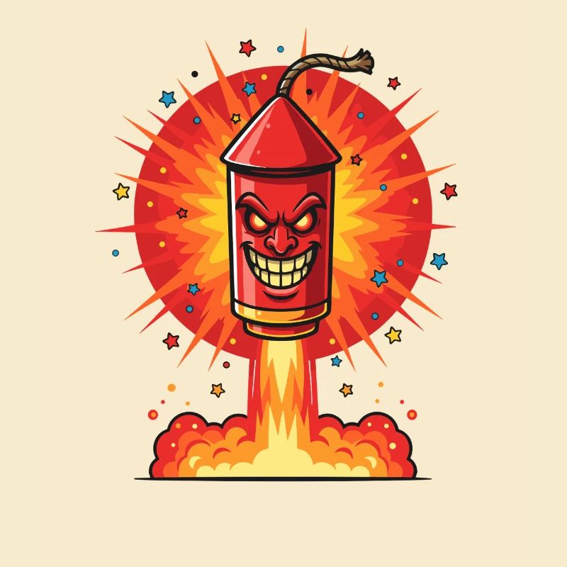 Fusée riante dans le feu