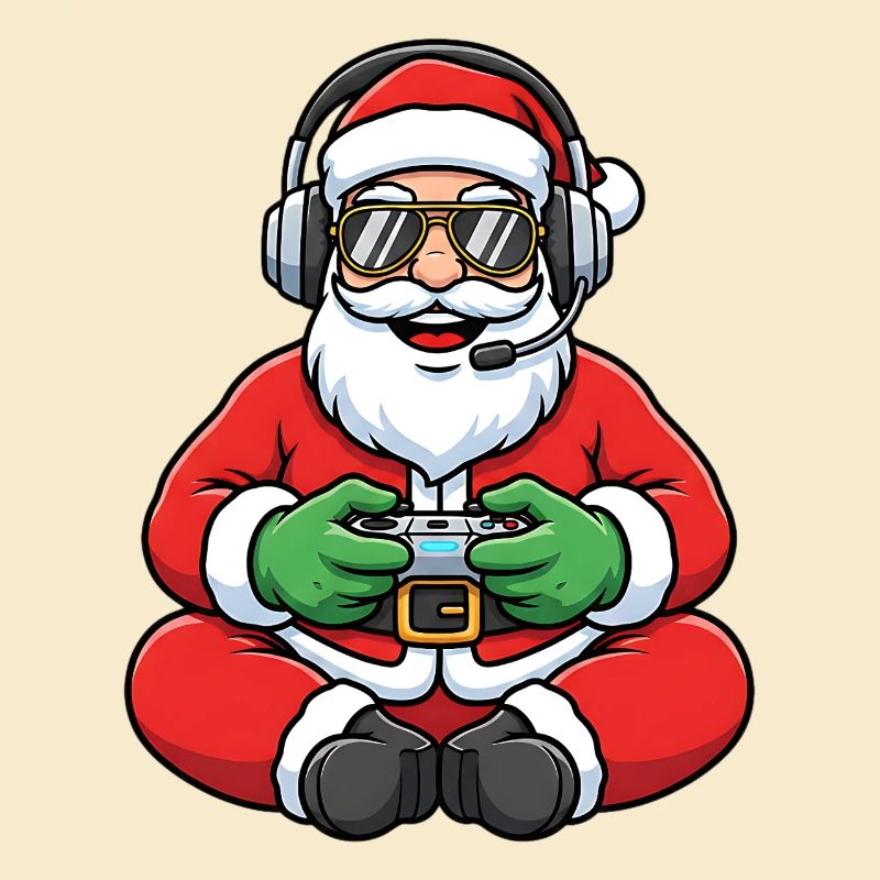 Gamer Santa Claus Playing Video Game Controller