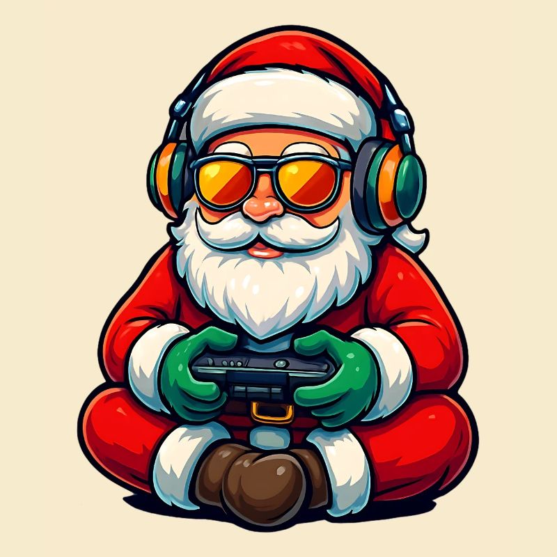 Gamer Santa Claus Playing Video Game Controller