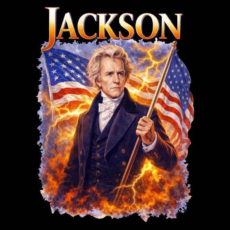 Le héros de la liberté de Jackson avec drapeau