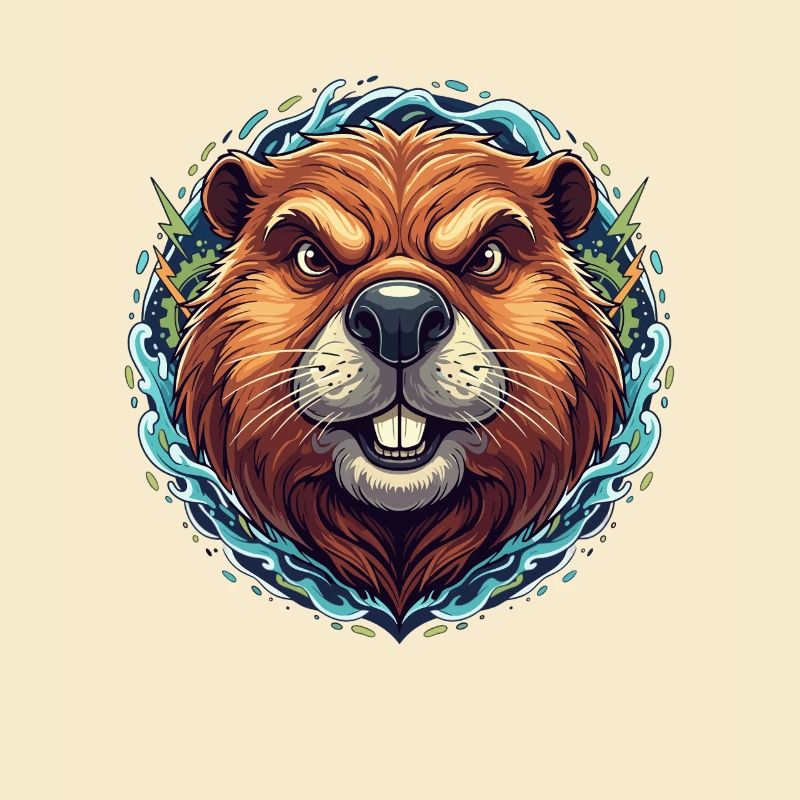 Glowing beaver in the neon ring