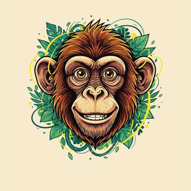 Tropical Monkey Head with Leaf Wreath