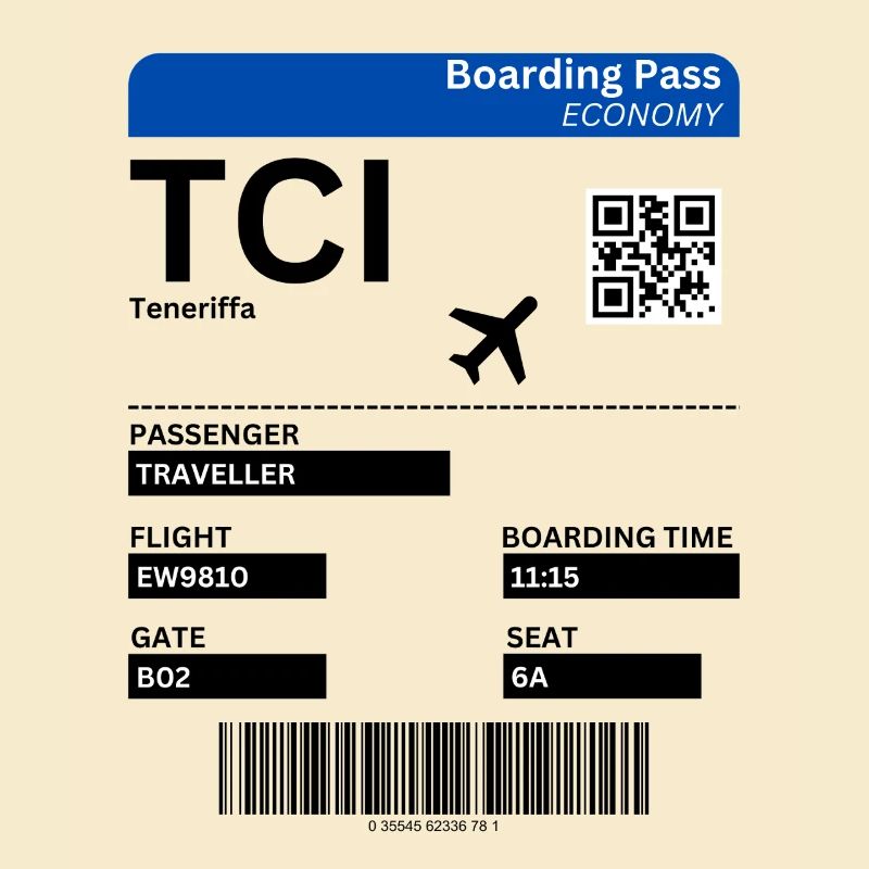 Flight Ticket Tenerife Vacation Canary Islands Idea
